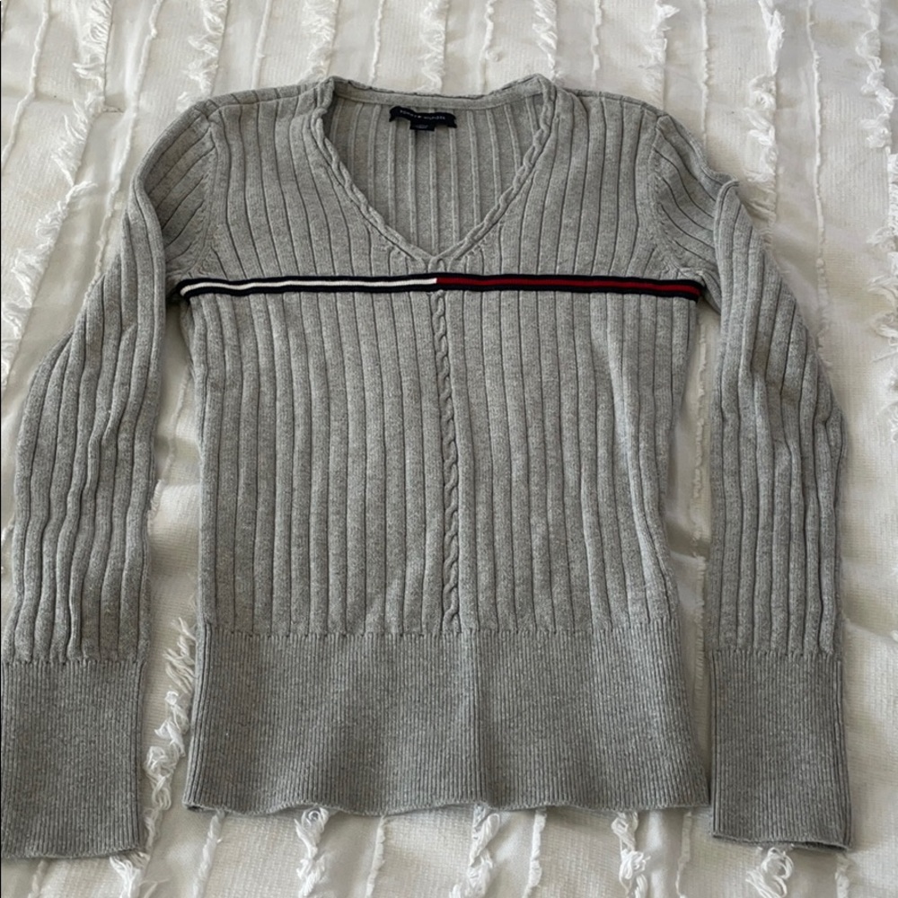 Tommy Hilfiger Gray V-neck Sweater